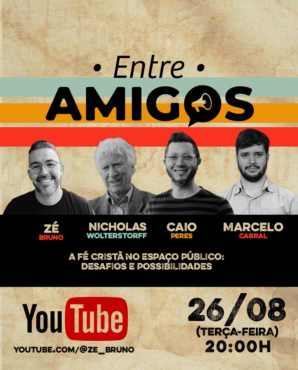 Hoje terei a honra de entrevistar o Dr. Nicholas Wolterstorff. Filósofo cristão, professor de Yale, autor de obras como “Lamento”, “Discurso Divino” e “Justice: Rights and Wrongs”. Ele tem articulado questões atuais com reflexão filosófica, rigor e sensibilidade pastoral. 😎
