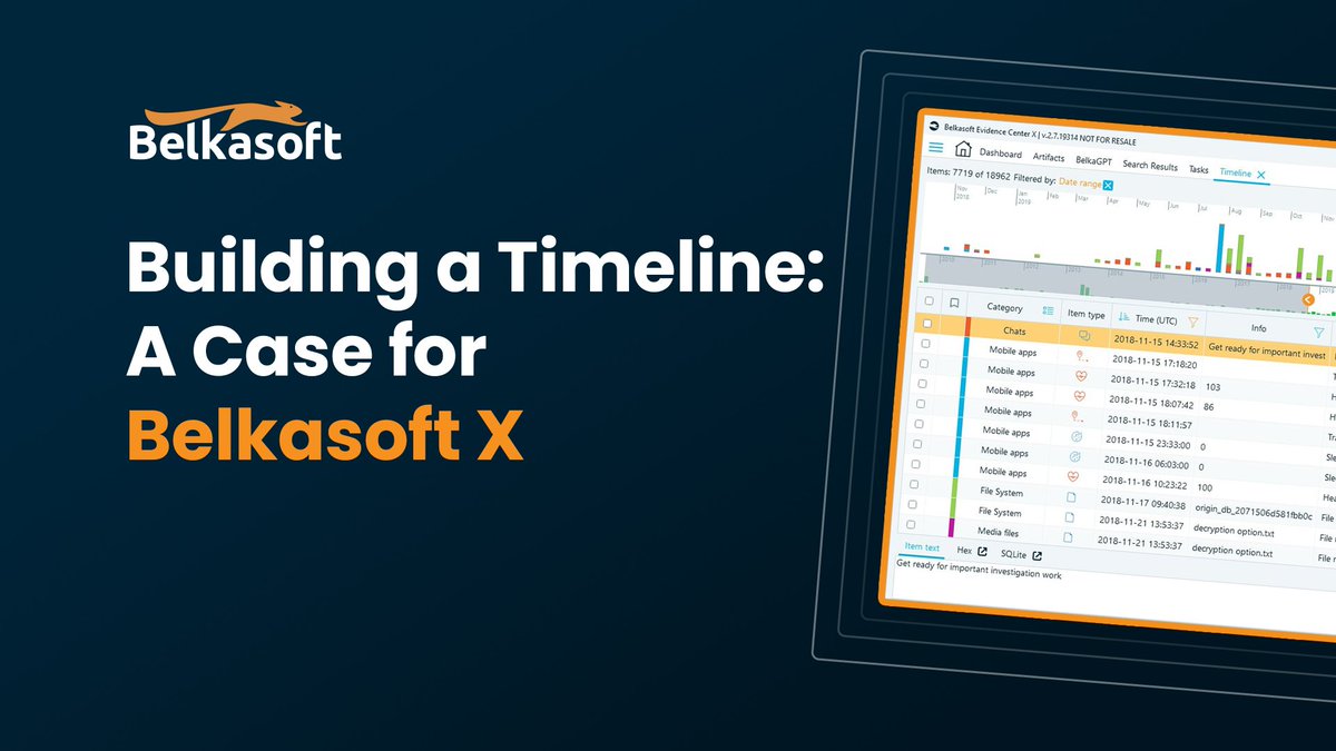 Belkasoft's tweet photo. 🔍 Unlock the true power of forensic timelines!

Reconstruct digital activity step-by-step to build the complete narrative of a case, revealing the story hidden within the data.

Learn how here: https://t.co/cqqI7aNp16 https://t.co/6zTHbEFdoH