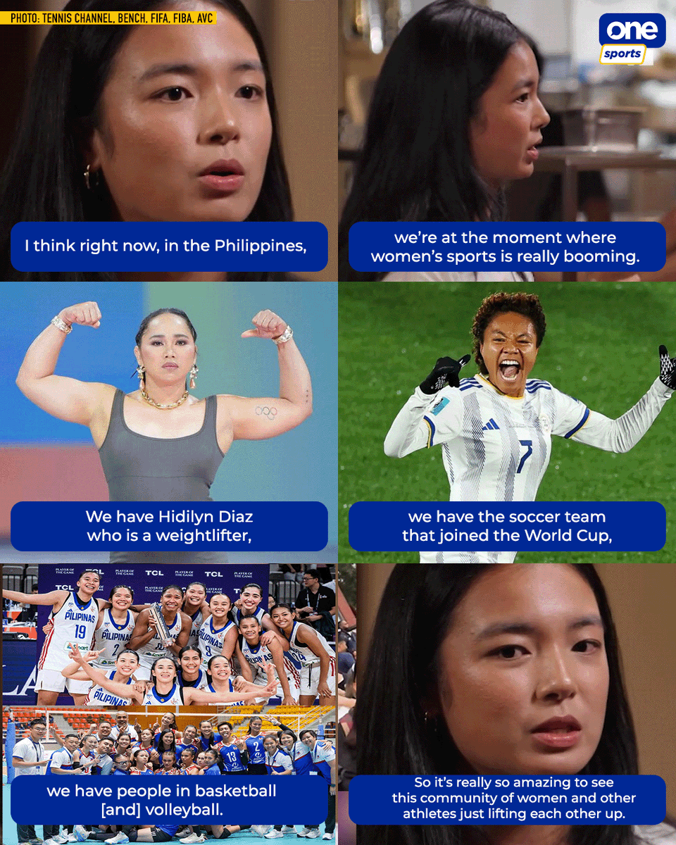 OneSportsPHL's tweet photo. FILIPINA ATHLETES LIFTING EACH OTHER UP 🫱🏽‍🫲🏼🇵🇭

While sharing her journey, Filipina tennis ace Alex Eala expressed pride over the expanding recognition and opportunities for women in sports in the Philippines that could inspire the youth to pursue their dreams.

#USOpen https://t.co/PLwbKp8EC4