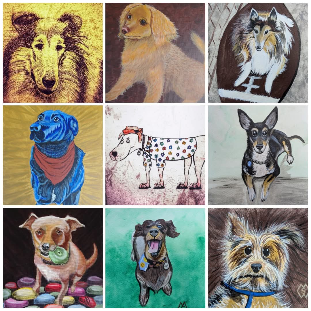 MattStarrFineA1's tweet photo. August 26th is National Dog Day.   Here are some of my works of art of dogs.  https://t.co/qCnvihmHNT 
Which is your favorite dog? 
#mattstarrfineart #art #paintings #ArtForSale #artistic #dog #dogs #pet #pets #pup #puppy #hound #hounddog #collie #labrador #lab #sheltie #yorkie https://t.co/gclmCbpxjA