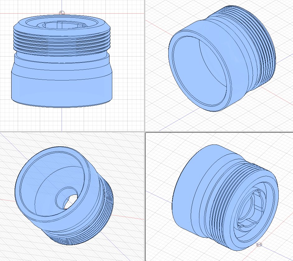 m00n_r1der_jmpc's tweet image. 外径23mm
この辺りが限界ですええい仕方ないもうこれで納得する事にしよう

何と無くだけど、ハウジング側のスレッドって雄より雌で設計した方が良くないかえ？
（ハウジング内部のスペースの活用の話し）