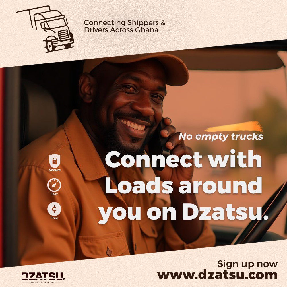 DzatsuSystems's tweet photo. See all the loads around you. Choose which matches your truck and earn more.

Visit https://t.co/sSF4HJ3ju6

Earn more with more loads on Dzatsu

#Dzatsu #Ghana #Loadboard #kennedyAGYAPONG #ChickenManGhanaJollof #NPPBOX #logistics #trucking #truckdrivers #driver #scm https://t.co/KnRRoLYVbL