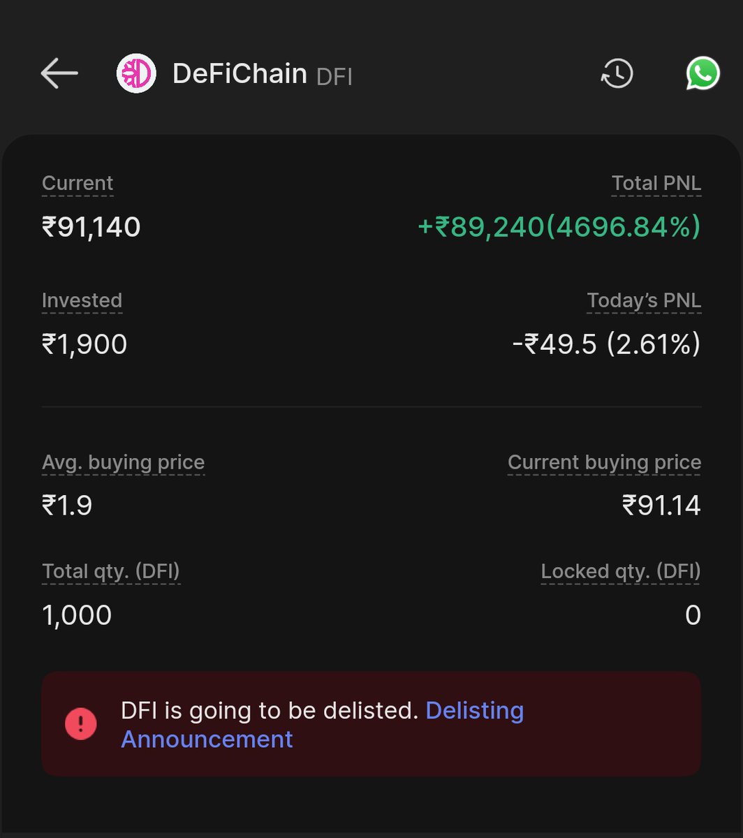 ChiragThoughts's tweet image. Seeing a massive gain on DFI-only to find it&apos;s being delisted from every exchange. What&apos;s actually going on?! @CoinDCX How tokenomics works? @kirat_tw