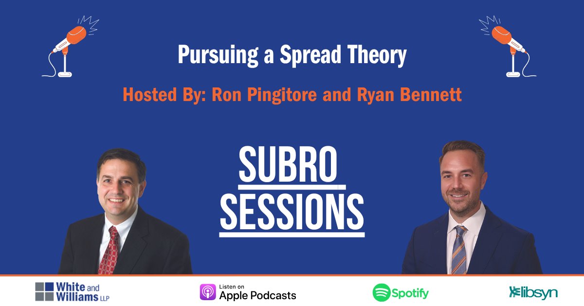 This episode of the Subro Sessions, “Pursuing a Spread Theory” (loom.ly/D_xzI1E) hosted by Ron Pingitore and Ryan Bennett, discusses the topic of the applicability of pursuing a spread theory when dealing with a fire loss in #subrogation claims. 

#SpreadTheory