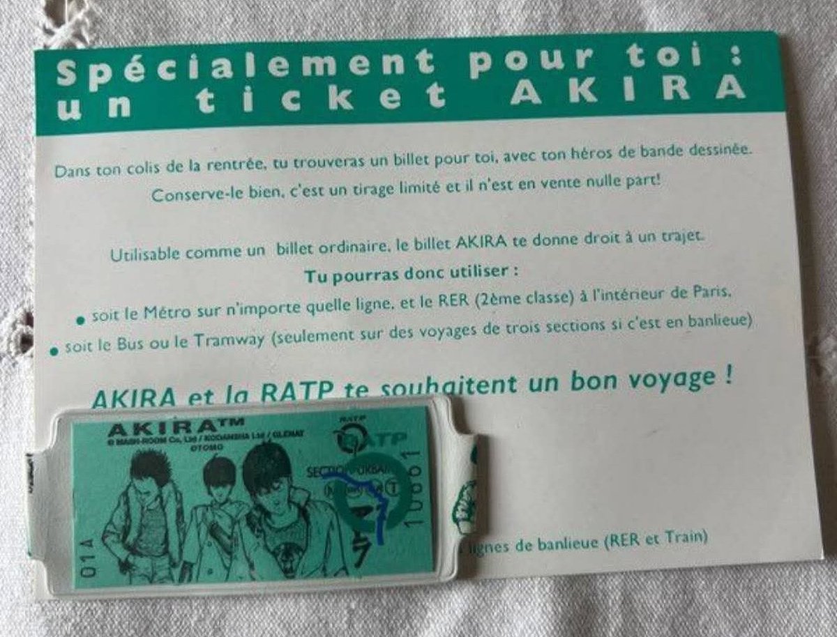 ArkeoToys's tweet photo. Qui se souvient du Ticket de Metro AKIRA?
 Comptez au moins 200e pour esperer l'ajouter a votre collec 😅 https://t.co/CCRrl2qqJn