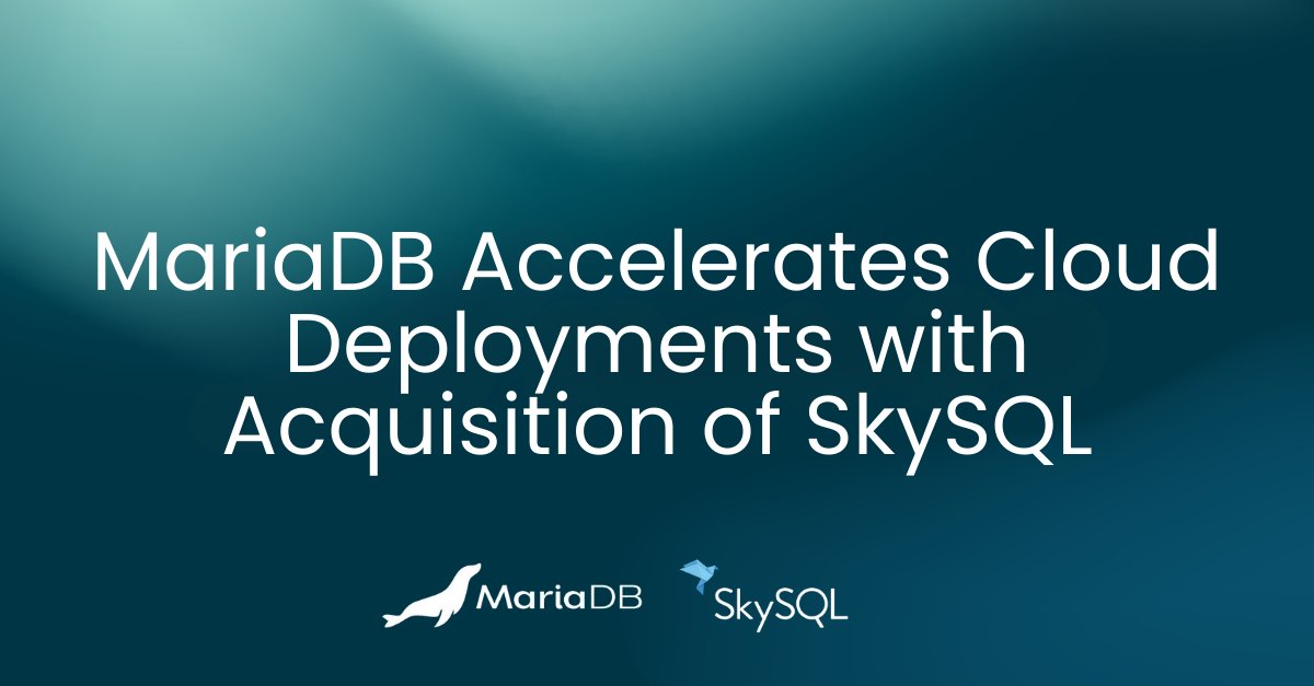 mariadb's tweet image. With #SkySQL as a part of #MariaDB, customers get provisioned #databases, serverless, agentic #AI, multicloud support and more – all in one place!

Learn more about the acquisition and MariaDB Cloud: bit.ly/3Vo6H0M