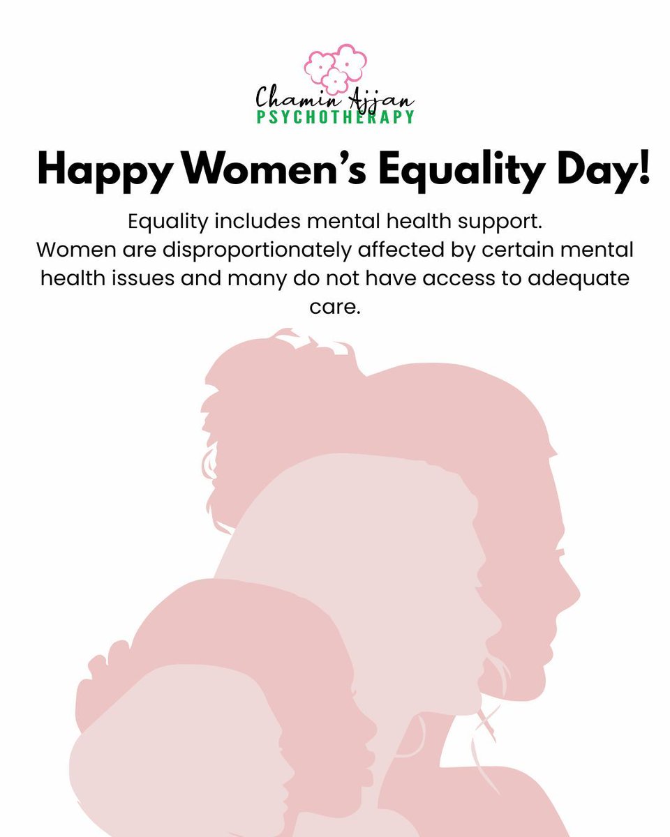 Happy Women's Equality Day! ⭐ 
Women face mental health challenges like anxiety, depression, and PTSD and often encounter barriers to support. Today, let's advocate for equal access to mental health care for all women. #WomensEqualityDay #MentalHealthAwareness