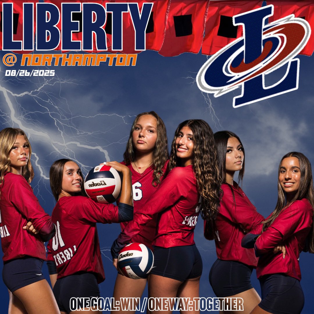 Come out and support the girls as we kick off the 2025/26 season on the road against Northampton!! JV at 4:30pm Varsity to follow!! #libertyvolleyball #seasonopener