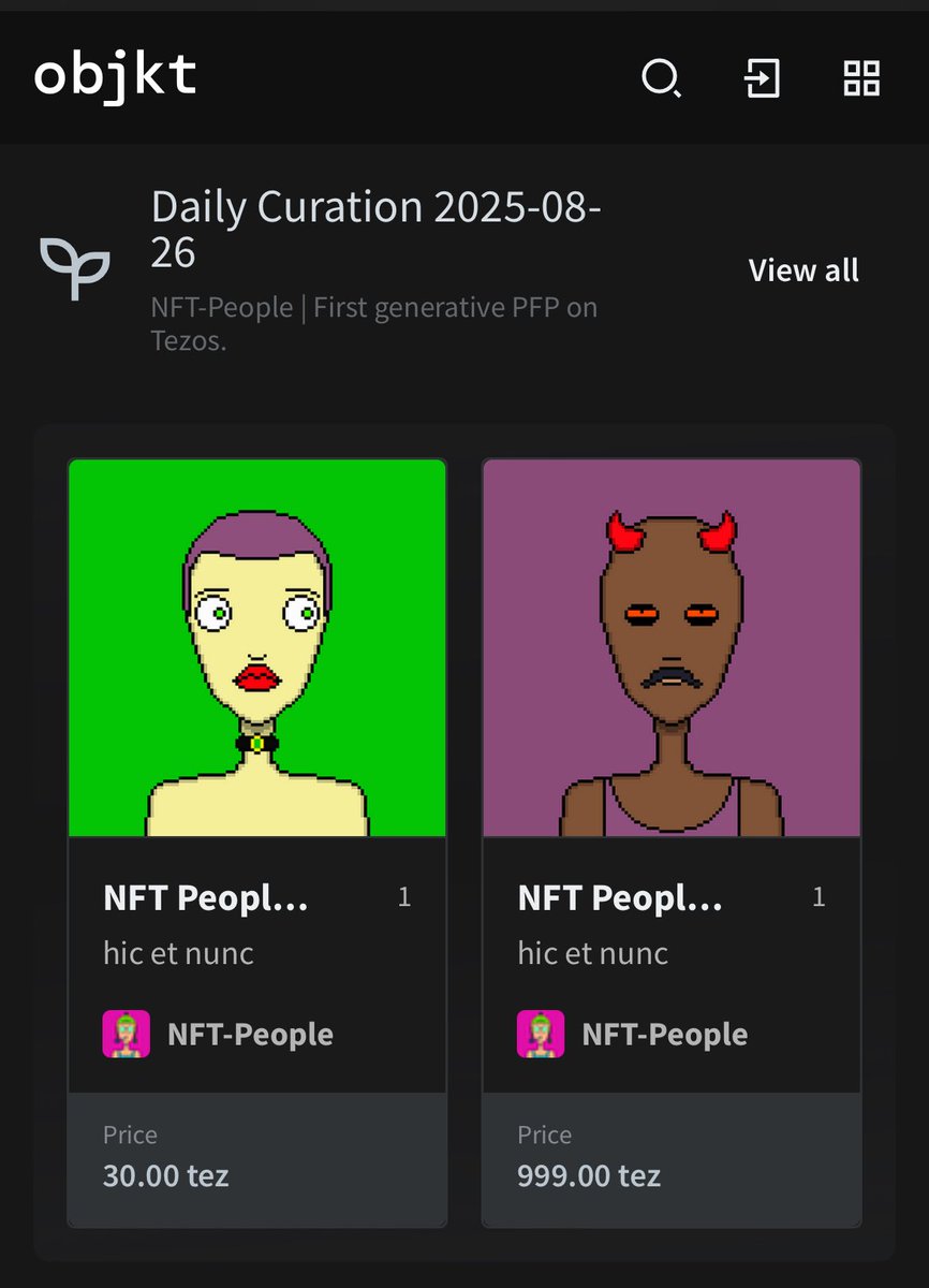 Power To the People !!!

<a href="/PeopleNft/">NFT-people</a> on the <a href="/objktcom/">objkt</a> front page

Historic !!! 

objkt.com/users/tz1QtdHK…