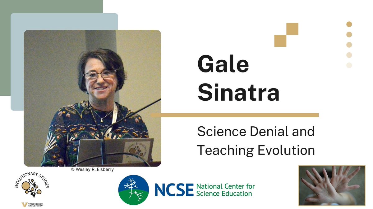 EvolutionVU (@evolutionvu) on Twitter photo Science denial is real — but so are tools for teaching #evolution effectively.
<a href="/GaleSinatra/">Gale Sinatra ☮️</a> unpacks both in her #Scopes100 talk, now on YouTube: loom.ly/8SIzwSA
@ncse Science denial is real — but so are tools for teaching #evolution effectively.
<a href="/GaleSinatra/">Gale Sinatra ☮️</a> unpacks both in her #Scopes100 talk, now on YouTube: loom.ly/8SIzwSA
@ncse
