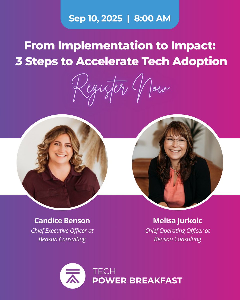 Stop letting tech sit on the shelf, make it work for you!⚡️

Join the Tech Power Breakfast: From Implementation to Impact and learn 3 steps to boost adoption, spark team engagement &amp; get results.

📅 Sep 10 | 🕘 8:00 - 9:30 AM | 📍 Mainstay Technologies
🔗 loom.ly/kSvB2Sc
