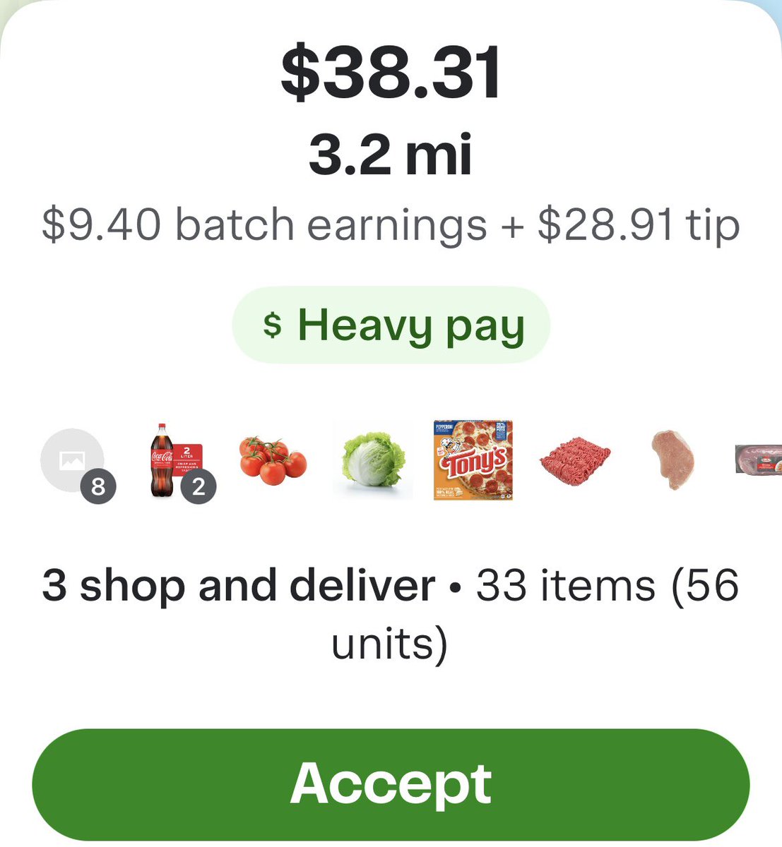 PeadarCal's tweet image. @Instacart $5.60 to shop and checkout 3 separate orders for your customers.  Plus $1.80 to deliver all 3.  Plus $2 heavy pay. $9.40 is exploitative.@MassAGO @USDOL