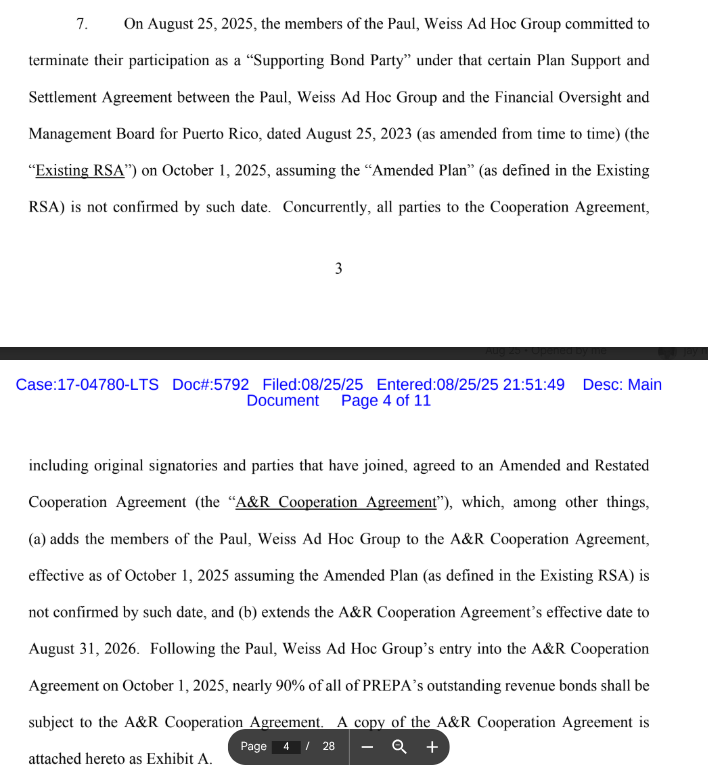 Blackrock, Nuveen, Taconic abandon the unconfirmable Prepa deal they had cut with the prior OBoard members &amp; have joined the Ad Hoc Group bondholders, Assured, Goldentree &amp; National to now form a group representing 90% of Prepa bonds par value #muniland $AGO $MBI [united front]