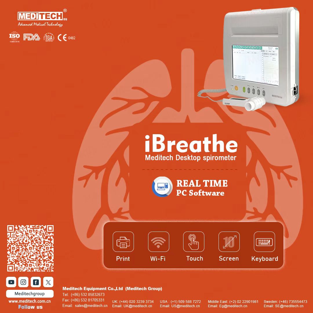 MeditechVet's tweet image. iBREATHE
The iBreathe spirometer is a portable device for checking lung function.
-It uses the principle of differential pressure measurement to measure over 100 parameters related to FVC, VC, MVV, and MV functions.
-large screen
-built-in printer
#pulomary
#spirometer
#meditech