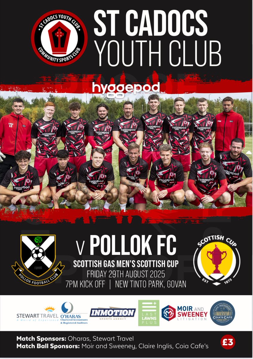 To commentate the occasion, there will be a special 24 page program on sale for £3 

We are also delighted to say that under 12s will be admitted free of charge. General entry £9/£6

Thank you to <a href="/pollokfc/">Pollok FC</a> for their cooperation in this 

#BeBetter | #MonTheCads🇾🇪