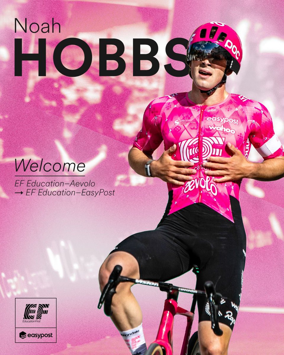 EFprocycling's tweet photo. Noah Hobbs is moving on up 💫 We’re excited to announce that our EF Education-Aevolo rider will be making the jump to the WorldTour with us starting in 2026.

Make like Hobbs and ✨sprint✨ over to our link in bio to learn more about his signing and goals for next year https://t.co/LFFKFLSWhm