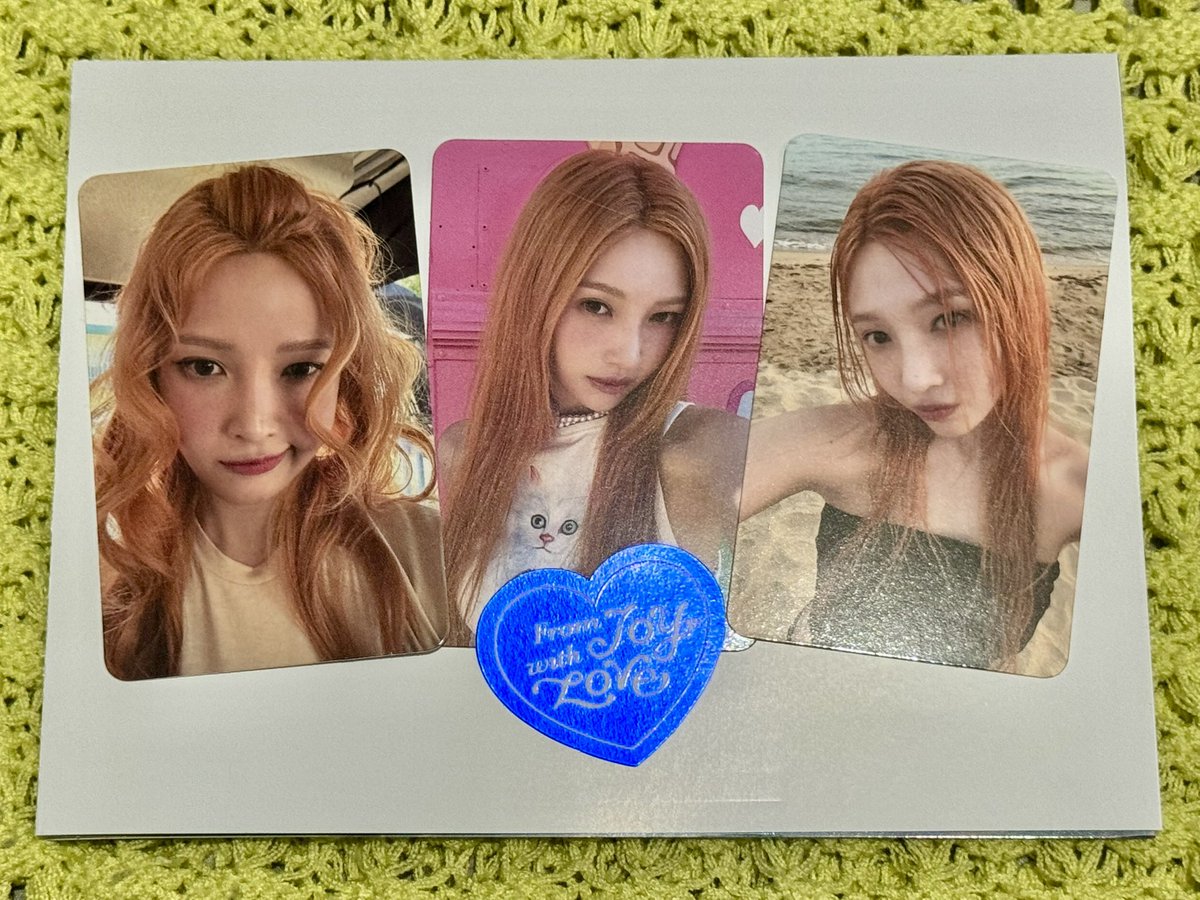 had so much fun unboxing my FROM JOY, WITH LOVE albums esp the tin case ver 😭 joy’s photos are super pretty! can’t wait for the others to come home. 💚