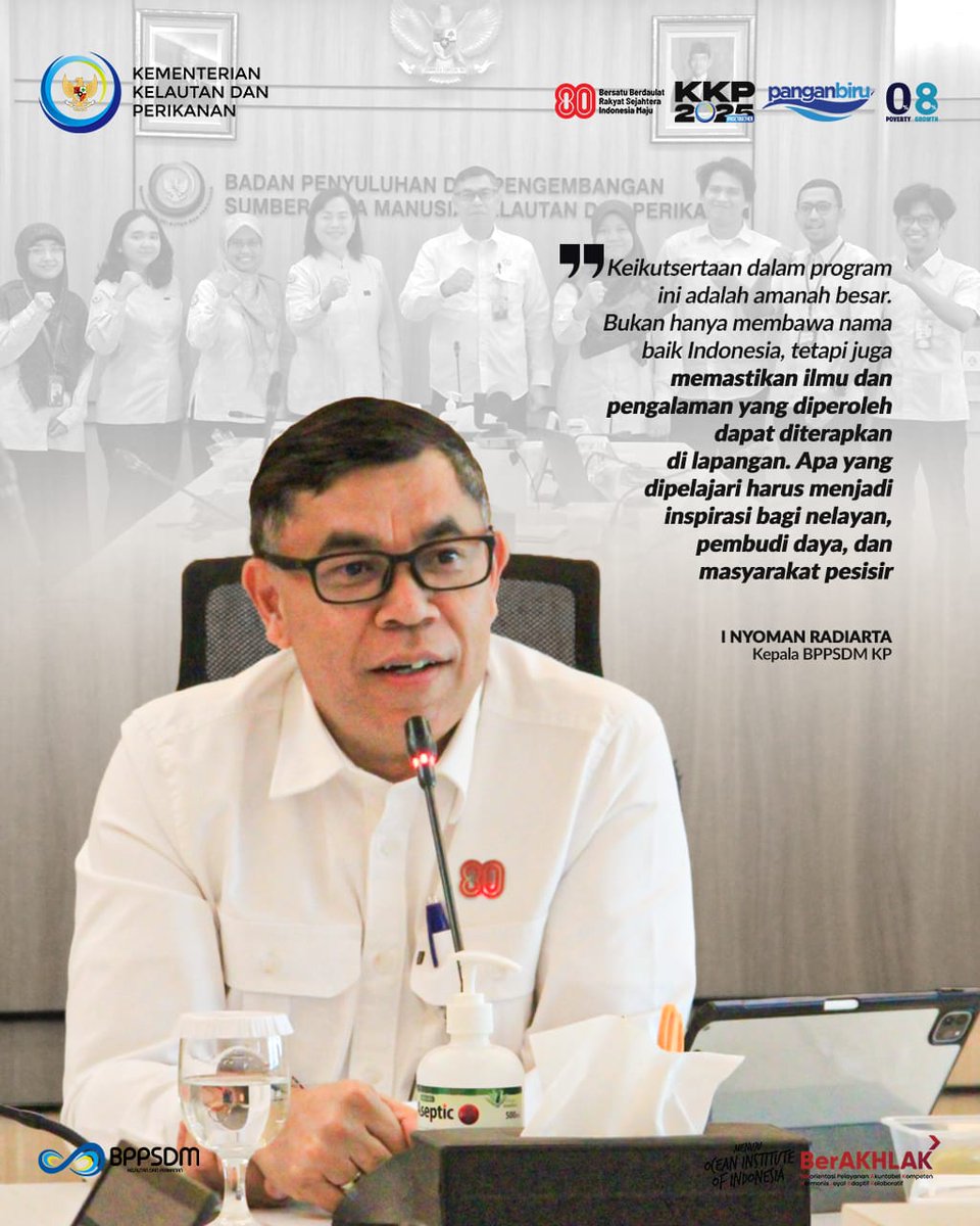BPPSDM - KP POLTEK KP PANGANDARAN (@kp_pangandaran) on Twitter photo Kepala #BPPSDMKP <a href="/in_radiarta/">INRadiarta</a> menekankan bahwa ilmu dan pengalaman yg dibawa pulang peserta harus bisa diterapkan langsung di lapangan dan menjadi sumber inspirasi bagi nelayan, pembudi daya, serta masyarakat pesisir di seluruh Indonesia
#PanganBiru #2025KKPRiseTogether #SDMKP Kepala #BPPSDMKP <a href="/in_radiarta/">INRadiarta</a> menekankan bahwa ilmu dan pengalaman yg dibawa pulang peserta harus bisa diterapkan langsung di lapangan dan menjadi sumber inspirasi bagi nelayan, pembudi daya, serta masyarakat pesisir di seluruh Indonesia
#PanganBiru #2025KKPRiseTogether #SDMKP