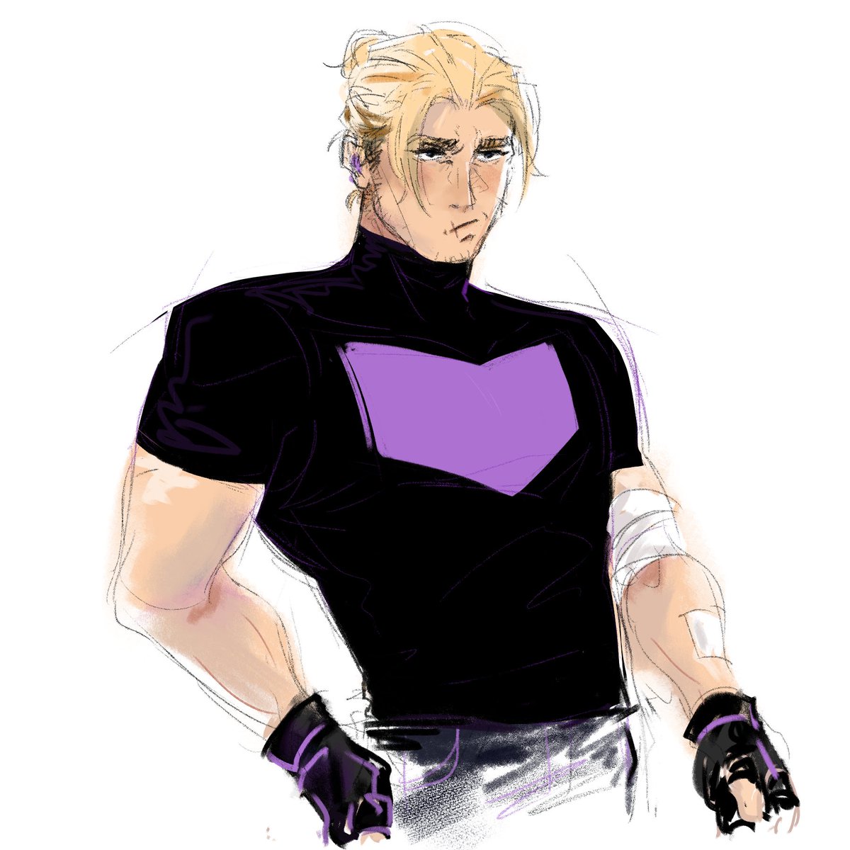 Another 2am Hawkeye doodle. Attempted his Marvel Rivals hairstyle haha