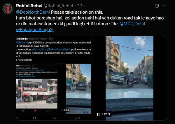 Rohini_Rebel's tweet photo. @DcpNorthDelhi @DelhiPolice @Ravindra_IPS please take action
area rohini sector 24 pocket 16 bansiwala sweets.
april se complaint kr rha hun koi action nahi hai.
mails bhi krdi koi jawab nahi deta mcd 311 bhi kaam ki nahi hai. https://t.co/9AFkmuWmw8