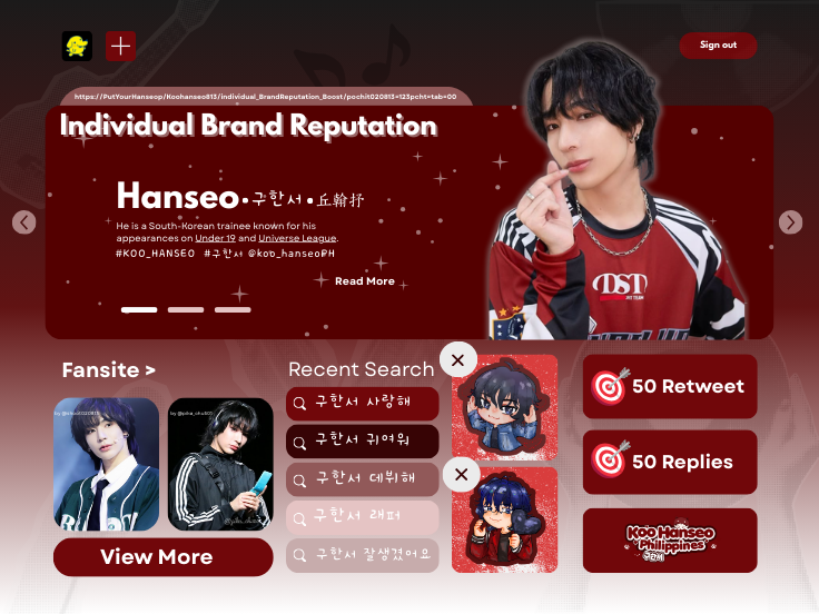Koo Hanseo Philippines (@koo_hanseoph) on Twitter photo 📢𝗣𝘂𝘁 𝗬𝗼𝘂𝗿 𝗛𝗮𝗻𝘀𝗲𝗼𝗽! 𝗜𝘁'𝘀 𝗛𝗮𝗻𝘀𝗲𝗼'𝗰𝗹𝗼𝗰𝗸! ⏰
Koo Hanseo Individual Brand Reputation Boost!
🎯 50 RTs & Replies
1 adjective at a time.
구한서 사랑해
구한서 귀여워
구한서 데뷔해
구한서 래퍼
구한서 잘생겼어요
#KOO_HANSEO #구한서
<a href="/koo_hanseoPH/">Koo Hanseo Philippines</a> 📢𝗣𝘂𝘁 𝗬𝗼𝘂𝗿 𝗛𝗮𝗻𝘀𝗲𝗼𝗽! 𝗜𝘁'𝘀 𝗛𝗮𝗻𝘀𝗲𝗼'𝗰𝗹𝗼𝗰𝗸! ⏰
Koo Hanseo Individual Brand Reputation Boost!
🎯 50 RTs & Replies
1 adjective at a time.
구한서 사랑해
구한서 귀여워
구한서 데뷔해
구한서 래퍼
구한서 잘생겼어요
#KOO_HANSEO #구한서
<a href="/koo_hanseoPH/">Koo Hanseo Philippines</a>