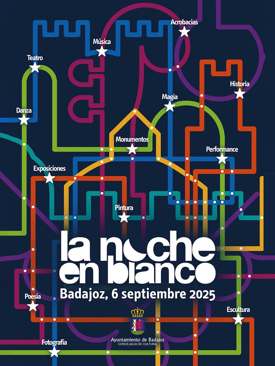 🌙✨ ¡Vuelve la noche más esperada del año!
El sábado 6 de septiembre, Badajoz se llenará de cultura, música, arte y sorpresas con una nueva edición de La Noche en Blanco 🎶🎭🏛️

📍 Apunta la fecha y no hagas planes: el próximo 6 de septiembre, la noche es nuestra.