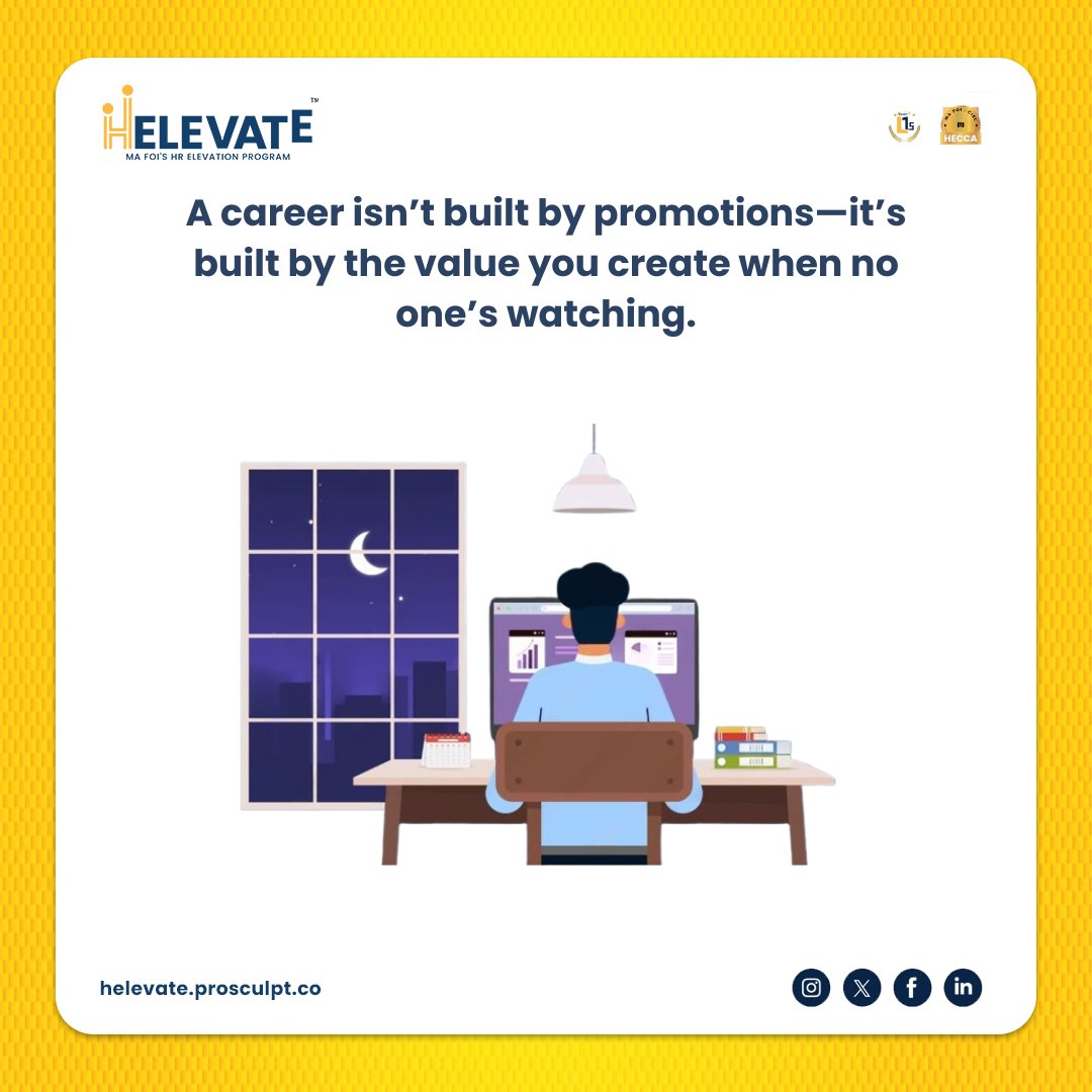 helevatemafoi's tweet photo. True careers are built in the quiet moments — by the value you create, not the titles you chase. 🌙💡"

#Helevate #HRDevelopment #PersonalGrowth #CareerGrowth #WorkplaceWisdom #ValueCreation #SuccessMindset #LeadershipDevelopment #FutureOfWork #PurposeDriven #MotivationAtWork https://t.co/OHpXDAqQTb