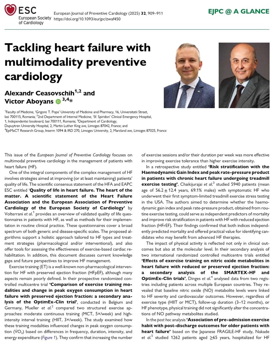 AlexanDr Ceasovschih (@aceasovschih) on Twitter photo Check out the latest insightful articles from the August issue of European Journal of Preventive Cardiology! More details in the editorial below. 🔗
academic.oup.com/eurjpc/issue/3…
<a href="/EJPCEiC/">EJPC Editor-in-Chief</a> Editor in chief <a href="/AboyansV/">Victor Aboyans</a> Check out the latest insightful articles from the August issue of European Journal of Preventive Cardiology! More details in the editorial below. 🔗
academic.oup.com/eurjpc/issue/3…
<a href="/EJPCEiC/">EJPC Editor-in-Chief</a> Editor in chief <a href="/AboyansV/">Victor Aboyans</a>