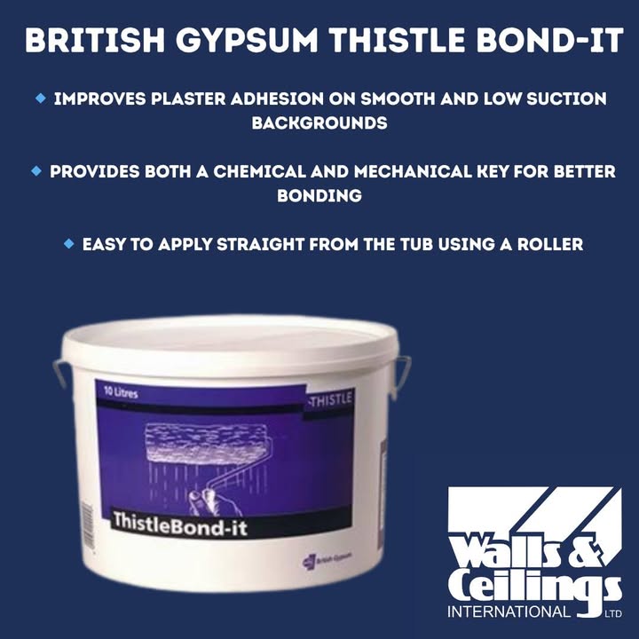 Struggling with plaster sticking to tricky surfaces?

Thistle Bond-it has you covered!

Prep right, plaster once: ow.ly/wJ3G50WvSbL

#ThistleBondIt #PlasteringMadeEasy #TradeTips #DIYEssentials