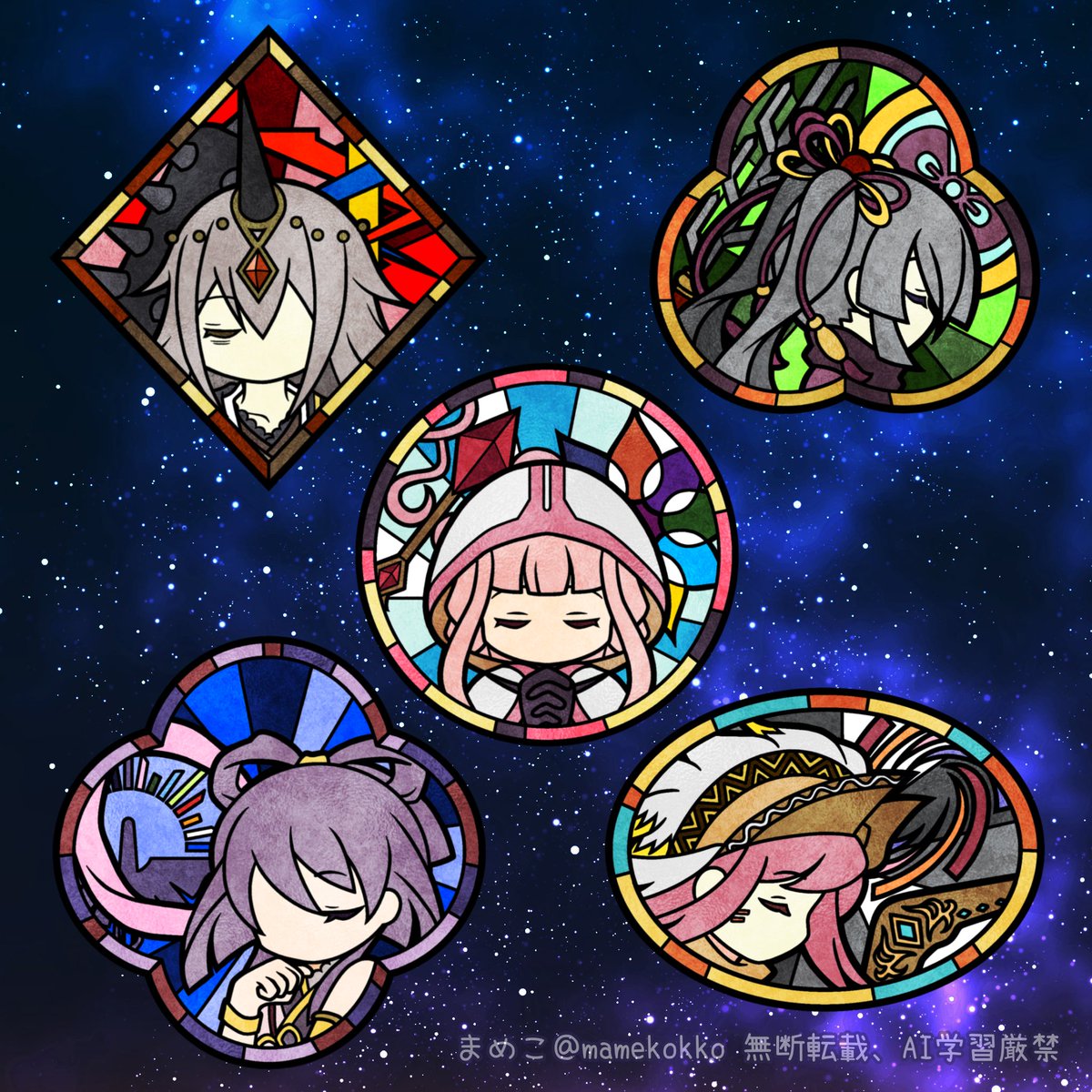 mamekokko's tweet image. ステンドグラス風マギレコⅡ部リーダーズ（加筆修正版）
#マギレコ