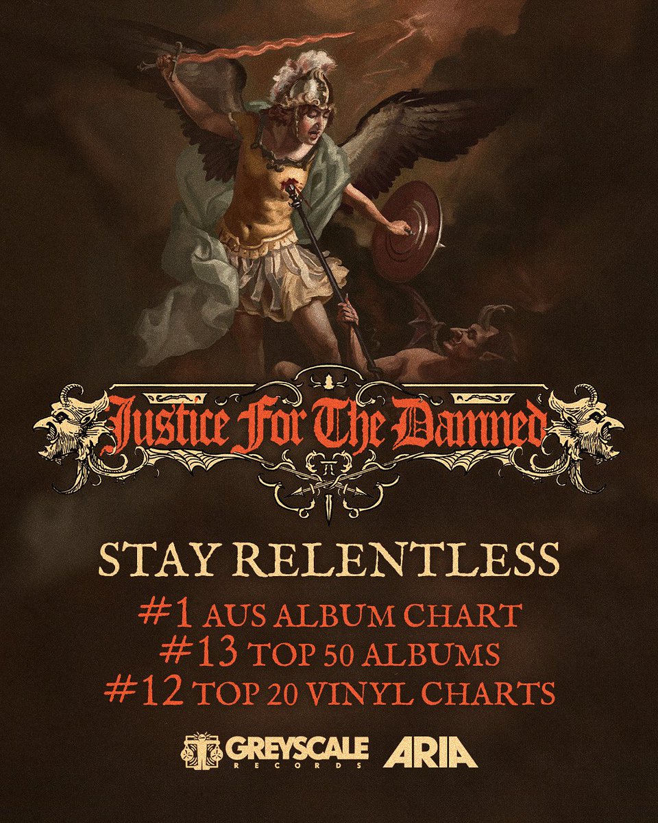 Phenomenal result for <a href="/jftdband/">Justice For The Damned</a> in this weeks <a href="/ARIA_Official/">ARIA</a> charts!