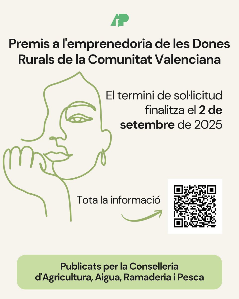 ✅ La Conselleria d'Agricultura, Aigua, Ramaderia i Pesca ha publicat els Premis a l'emprenedoria de les Dones Rurals de la Comunitat Valenciana

👉 Termini de presentació de sol·licituds fins al 2 de setembre

📲 Més informació: sede.gva.es/va/inicio/proc…