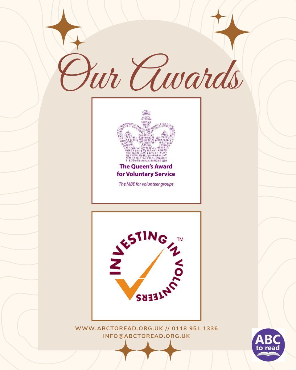 Did you know?
ABC to read was the first charity in Berkshire to be recognised with both the
Queen’s Award for Voluntary Service and Investing in Volunteers.
We’re proud to lead the way in valuing our volunteers and supporting children who struggle to read.