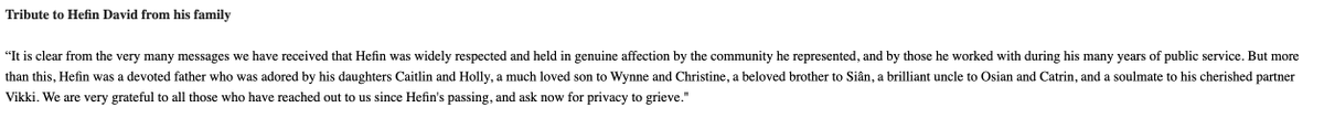 Today is a difficult day for those who knew <a href="/hef4caerphilly/">Dr Hefin David MS/AS</a> as an inquest is opened into his death and details are made public.

But it's also a time for them to remember a partner, son and a dad.