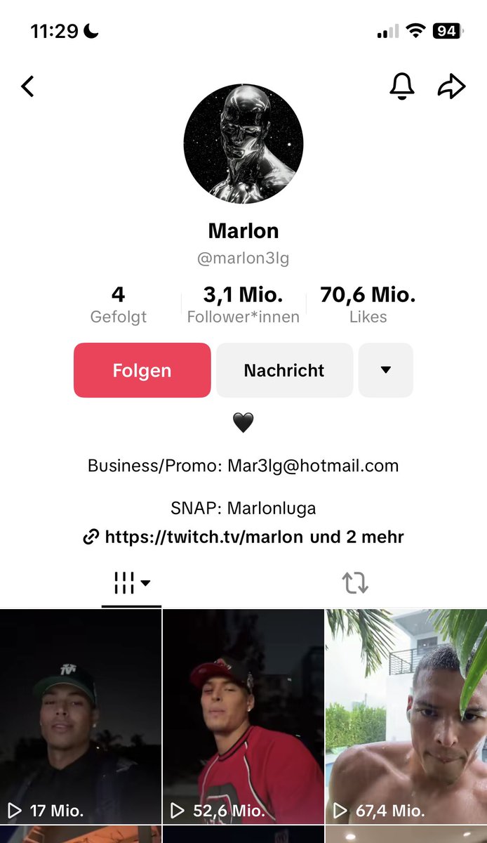 Marlon changed his profile picture on Tiktok to $slvr surfer