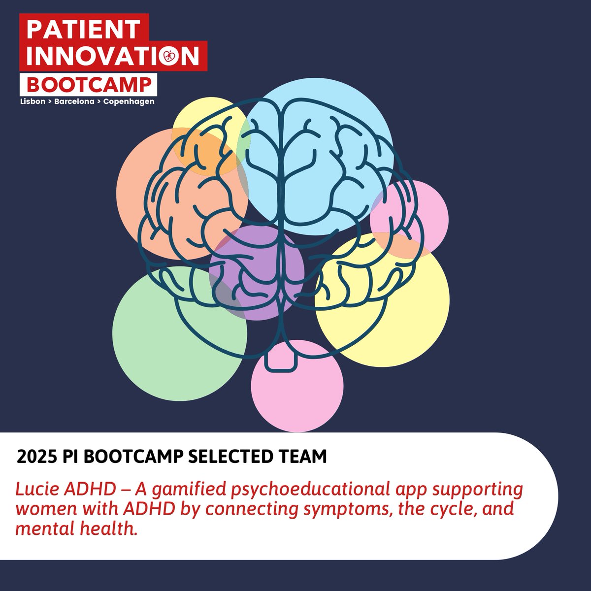 Lucie ADHD in one of the participating startups of the Patient Innovation Bootcamp 2025. 
They are creating a gamified psychoeducational app to support women with ADHD by linking symptoms to the menstrual cycle and strengthening mental health.
