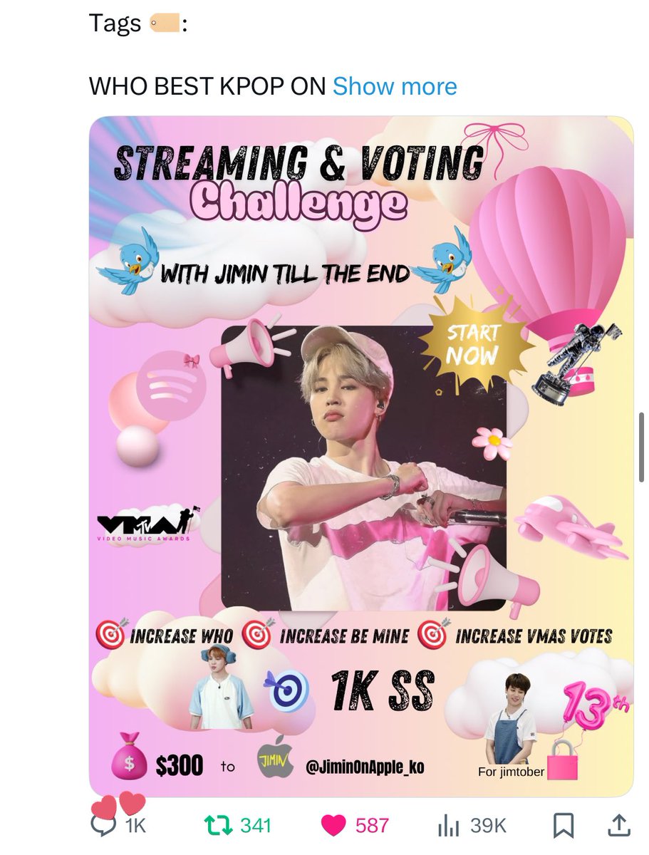 cocojm_ot7's tweet image. CHALLENGE COMPLETED IN LESS THAN 12 HOURS 😭😭😭😭

YOU GUYS ARE GREAT 😍🫂(MORE CHALLENGES ARE COMING 🥳 )

As promised .@Kpkp200125 jadlove 😚 donated $300 to .@JiminOnApple_Ko 😚🩷

THANK YOU TO EVERYONE WHO PARTICIPATED 💝🫂🥳 IM SO GRATEFUL ☺️