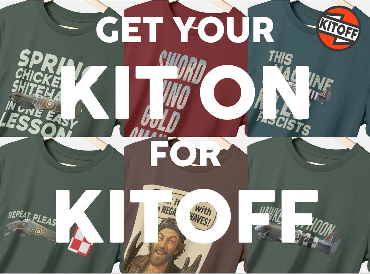 WOW, So far you've helped #kitoff4victory raise a whopping £2300 just on T-Shirt sales and donations to the Kitoff via JG. Unreal stuff. Time is running out to be fest ready with your TShirts so buy yours TODAY @ kitoff.teemill.com
 <a href="/almurray/">Al Murray 🇺🇦</a> 
<a href="/FinleysTouch/">Finleys Touch 💚</a> 
<a href="/WeHaveWaysPod/">WW2 Pod: We Have Ways of Making You Talk</a>