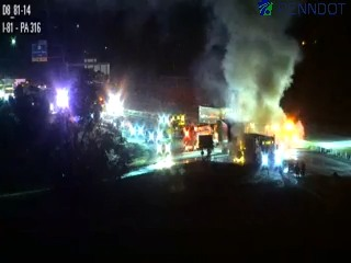 Interstate 81 southbound is shut down for a vehicle fire at exit 14 - Franklin County Guilford Township between exit 10 and 14
one person being assessed and will soon be taken to the hospital