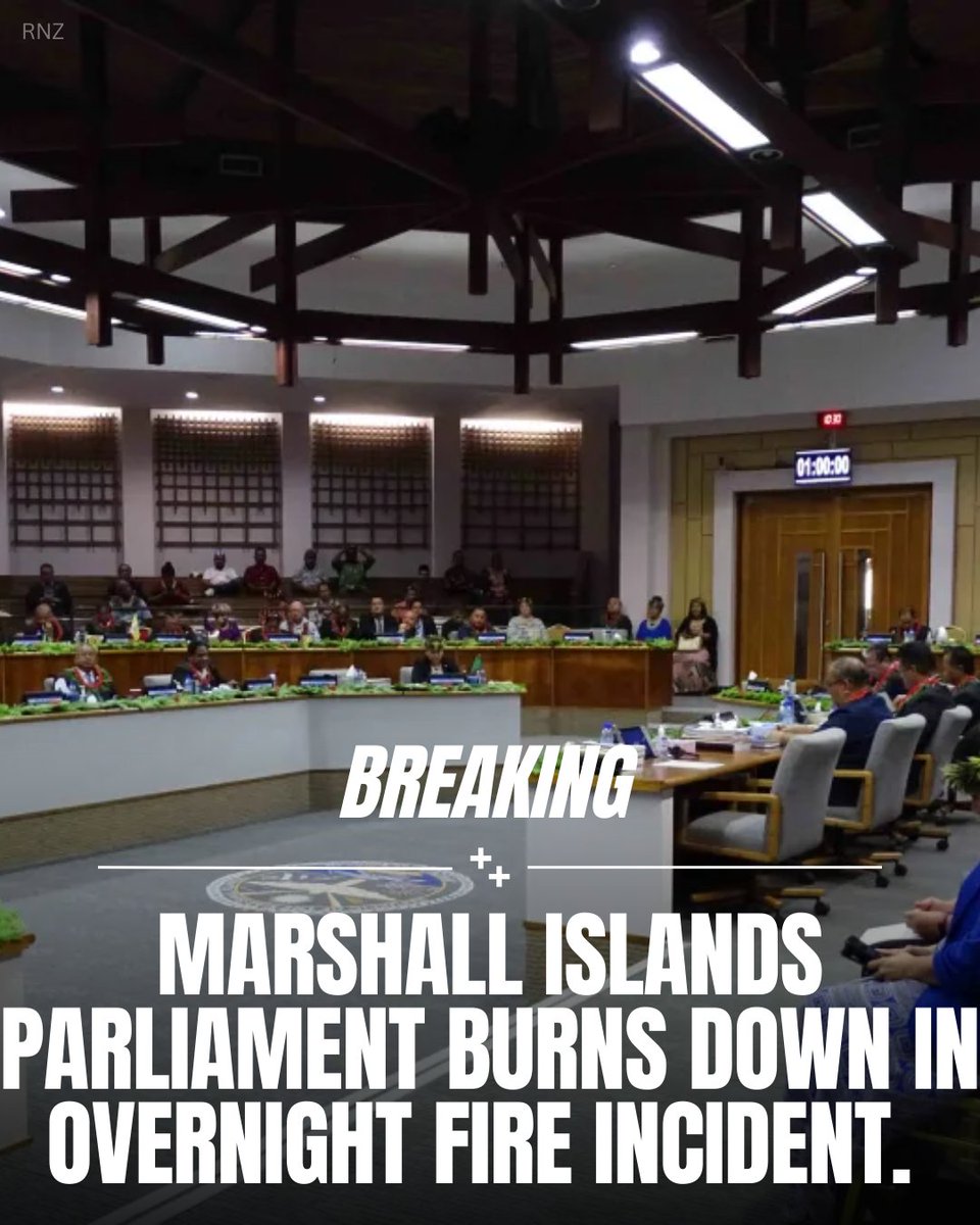 A fire has destroyed the national parliament building of the Marshall Islands, officials confirmed Tuesday. The blaze broke out overnight and burned down half of the Nitijela, leaving the rest of the structure unusable, according to fire and police authorities. A fire truck