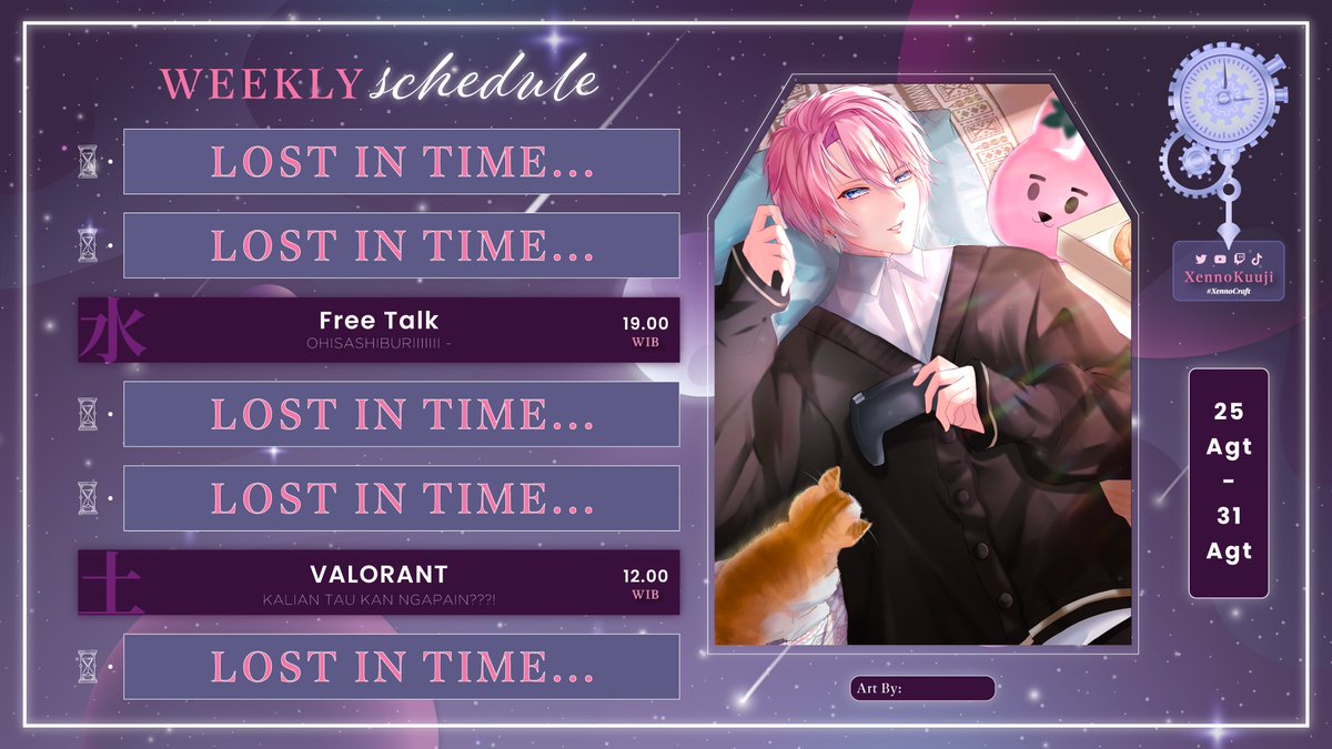 【 Weekly Schedule 】RILL KAH INI MIN???!

【 Hastags 】
❖ General: #XennoKuuji
❖ Live: #Xennonline
❖ Fanart: #XenoCraft
❖ Clips : #Xennotime
❖ Memes : #XennoClown