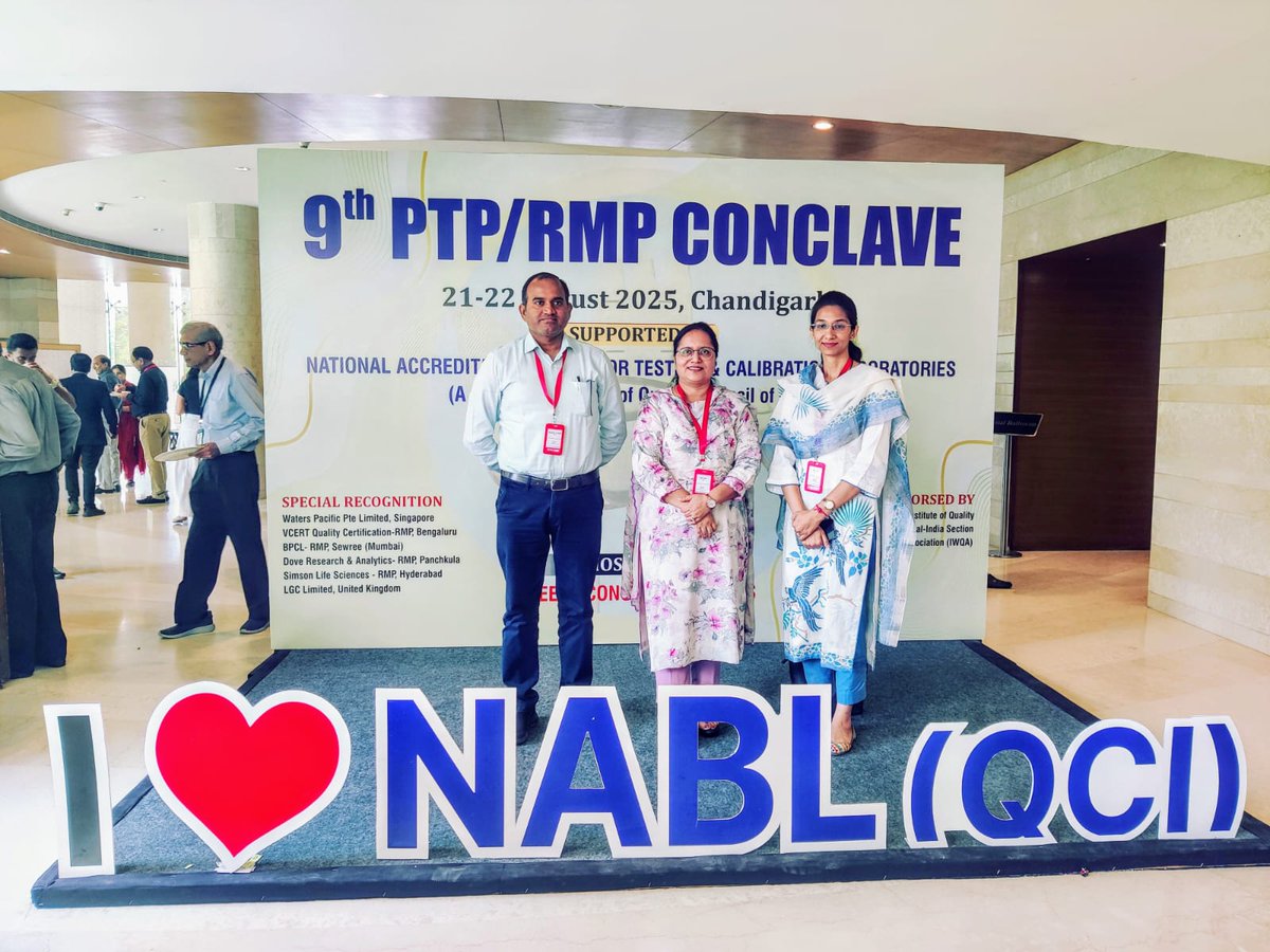 pbti_dst's tweet photo. PBTI had the privilege of presenting “Proficiency Testing Scheme for Isotopic Parameters in Honey – A New Approach” during the 9th PTP–RMP Conclave 2025 - RAISING THE BAR, jointly organized by @NABL and @GEIPL at Chandigarh.
#PBTI #NABL #Quality #Accreditation #Innovation #GoP https://t.co/pgSTQvesgR