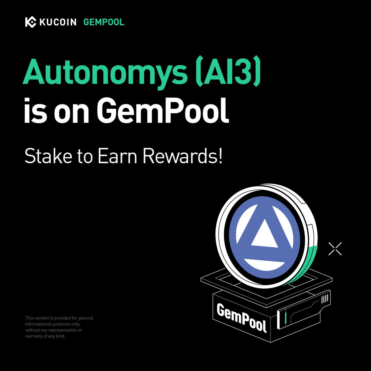 KuCoin (@kucoincom) on Twitter photo 🎉 <a href="/AutonomysNet/">Autonomys | AI3.0</a> #AI3 joins #KuCoinGemPool!
Stake $KCS, $USDT, or #AI3 in dedicated pools to farm $AI3 rewards.
Simple, seamless, and rewarding — stake and start earning today. 🚀
👉 Start farming now: kucoin.com/announcement/e…
#KuCoinGemPool #AI3 #KuCoin 🎉 <a href="/AutonomysNet/">Autonomys | AI3.0</a> #AI3 joins #KuCoinGemPool!
Stake $KCS, $USDT, or #AI3 in dedicated pools to farm $AI3 rewards.
Simple, seamless, and rewarding — stake and start earning today. 🚀
👉 Start farming now: kucoin.com/announcement/e…
#KuCoinGemPool #AI3 #KuCoin