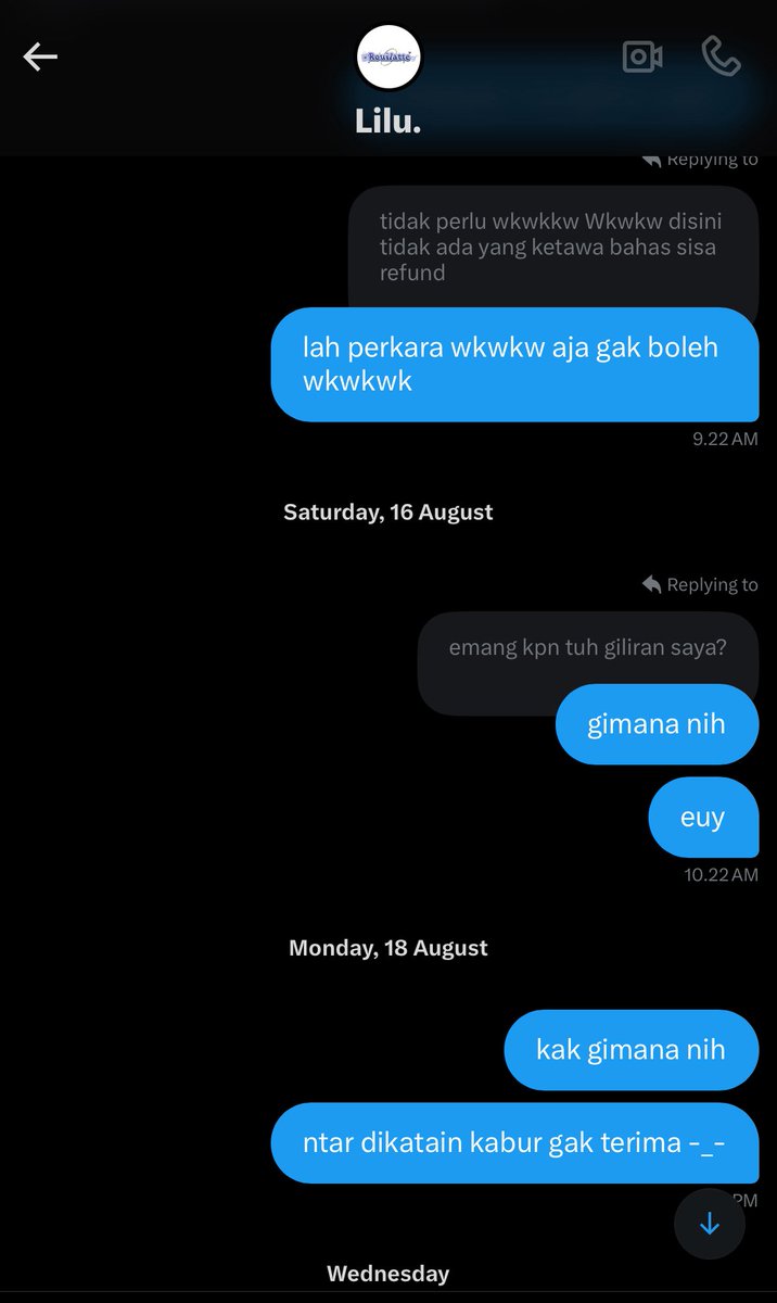 bubblegloomss's tweet photo. yang mau transaksi di @rouilatte hati2! proses cicilan refund berbulan-bulan belum selesai. sudah 10 hari tidak ada kabar😌

#zonauang #wtsina https://t.co/8HSfxipSze