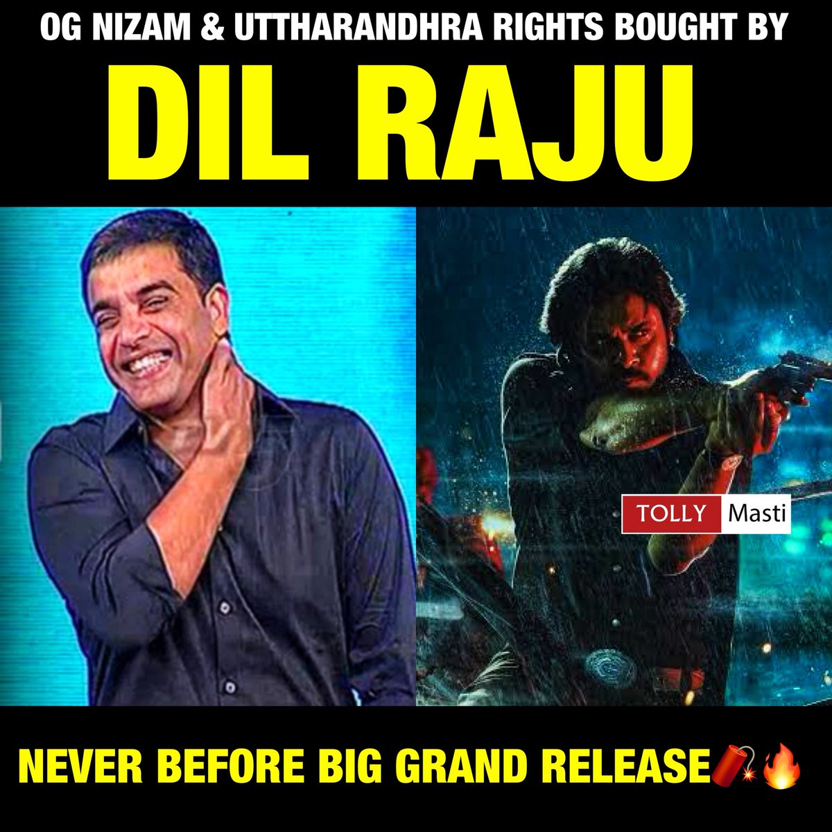 tollymasti's tweet image. Masssive 🔥🔥🔥🔥🔥🧨🧨🧨🧨

#TheyCalHimOG #DilRaju #PawanKalyan #Sujeeth