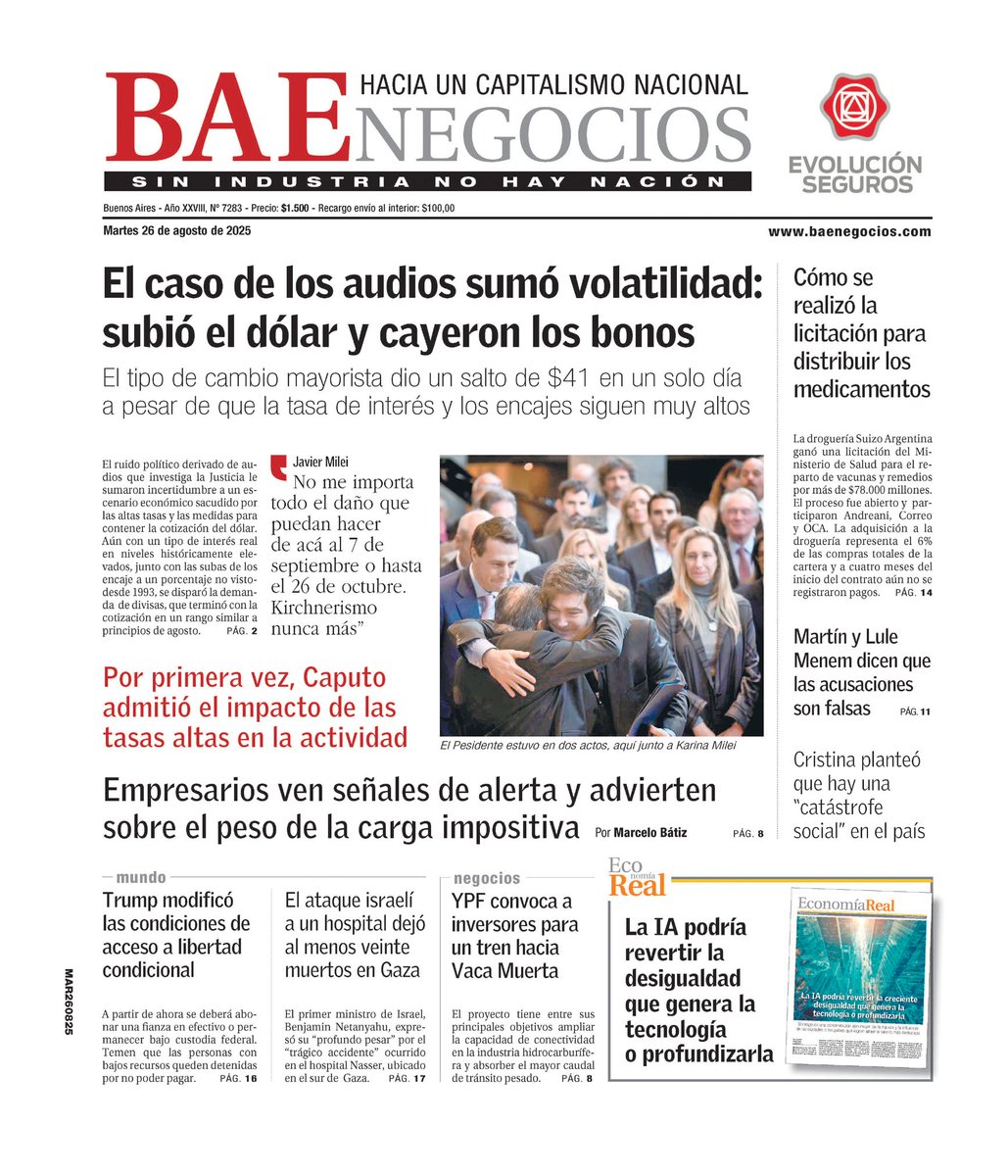 #BuenDía y #BuenMartes para todos!!!
Te presentamos las portadas de los diarios del #Martes 26/08/2025 #26deAgosto #26agosto2025 #26A.

#ElCronista 
#BAE