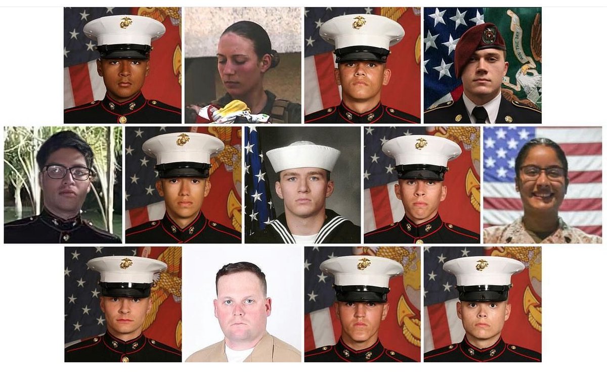 Kagan_M_Dunlap's tweet image. 📺: The 4 year anniversary of the attack on Abbey Gate at Hamid Kharzai International Airport.

Do me a favor today, take a moment to remember the following 13 people who lost their lives at Abbey Gate 4 years ago. Just take 5 minutes and say their names out loud so they are not…