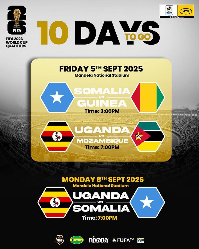 Kibomedia's tweet photo. The countdown is on ⏱️

10 days to our 2026 FIFA World Cup Qualifier match at Mandela National Stadium. https://t.co/3YH8blMYbq