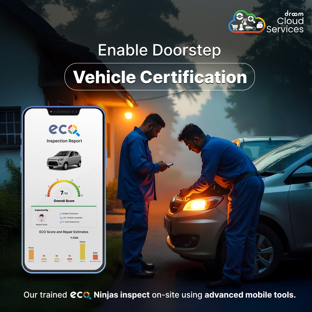 letsdroom's tweet image. Trust. Transparency. Technology.
Our ECO Ninjas bring advanced mobile inspection tools right to your doorstep : ensuring every vehicle is certified with accuracy and ease. 🚗

#autotech #vehiclecertification #digitalinnovation #ECO #droomservices
droom.in/eco-order?utm_…