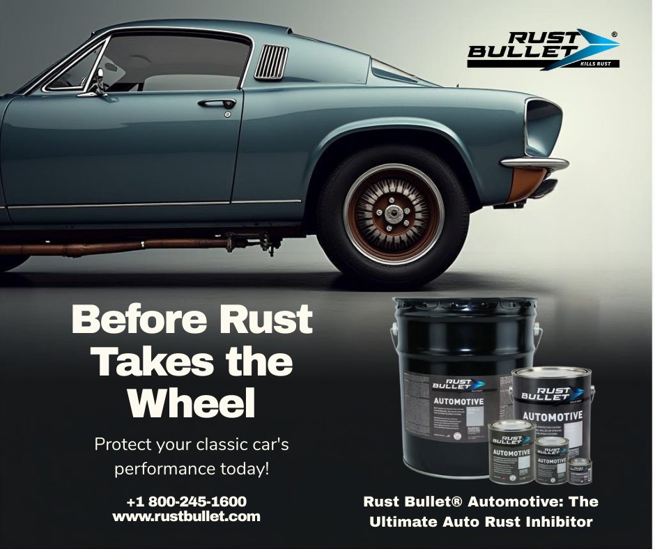rustbullet's tweet image. Rust is your car’s worst enemy. Arm it with Rust Bullet Automotive Rust Inhibitor—trusted by pros, loved by classics.
🚗 From frame to fender, stop corrosion before it starts.
👉 Protect your ride: rustbullet.com/products/rust-…
#RustBulletAuto #RustBullet #RustBulletAutomotive